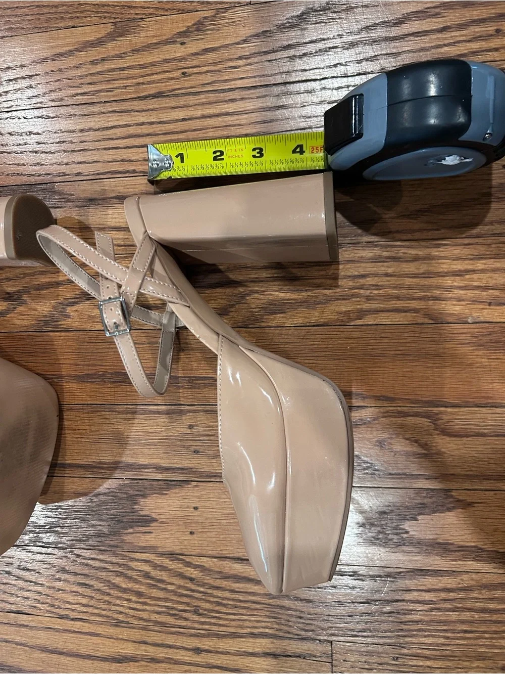 Nude Patent Platform Mary Jane Heels